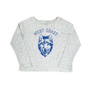Crazy8 Girls Cropped Long Sleeve T-shirt Gray West Coast Wolf Print Size 10-12